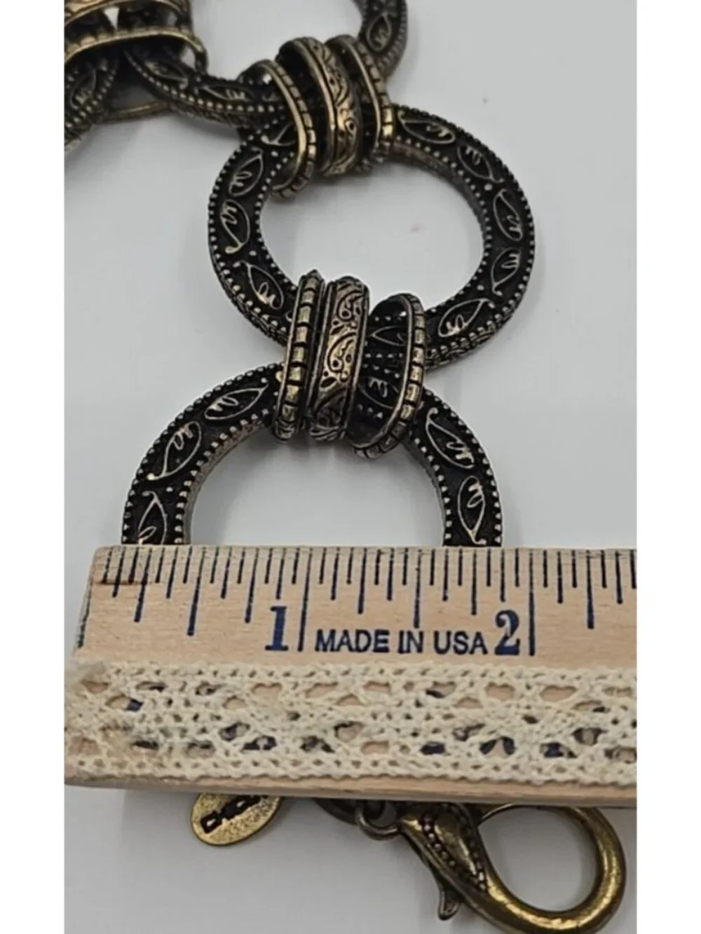 Chico's Heavy Chucky Metal Chain Belt Antique Brass Finish Adjustable up to 36